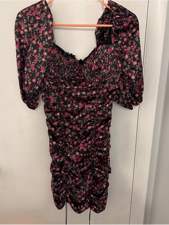 For Love And Lemons Dresses & Skirts - For Love & Lemons Black Mini Dress with Pink Floral Print